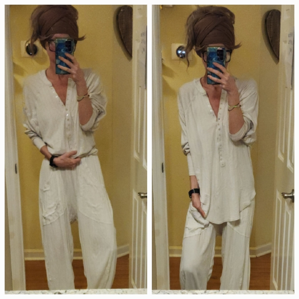 Free People Intimately FP Rib Pajama Set (Harem Pants & Batwing/Dolman Top)